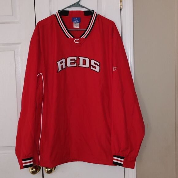 Vintage Authentic Cincinnati Reds pull over wind breaker  Sz L  NWOT - Picture 1 of 6